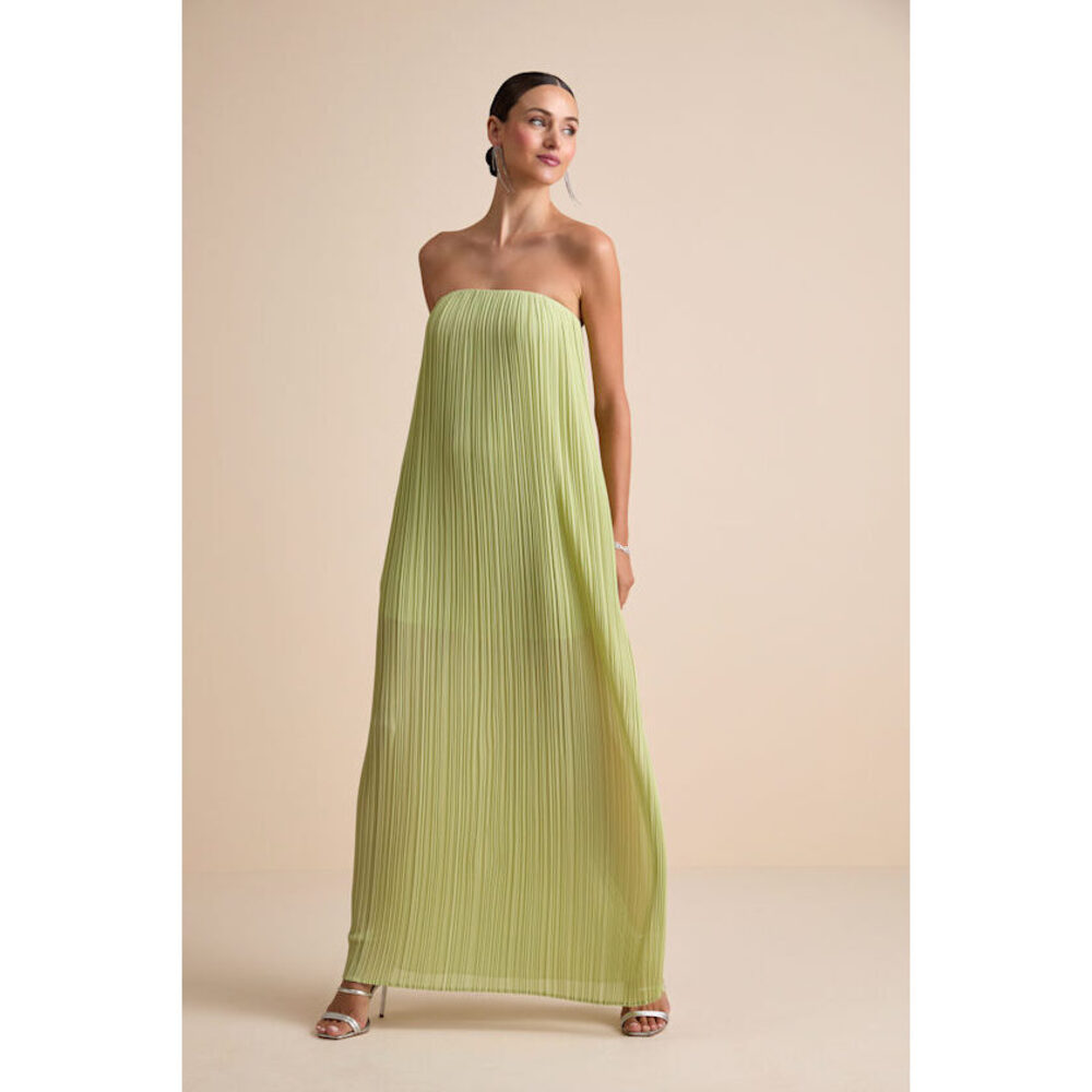 Lulus Yamuna Light Green Pleated Strapless Maxi Dress - Size XS
